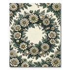 Cream Floral Wreath Botanical Tapestry Rug