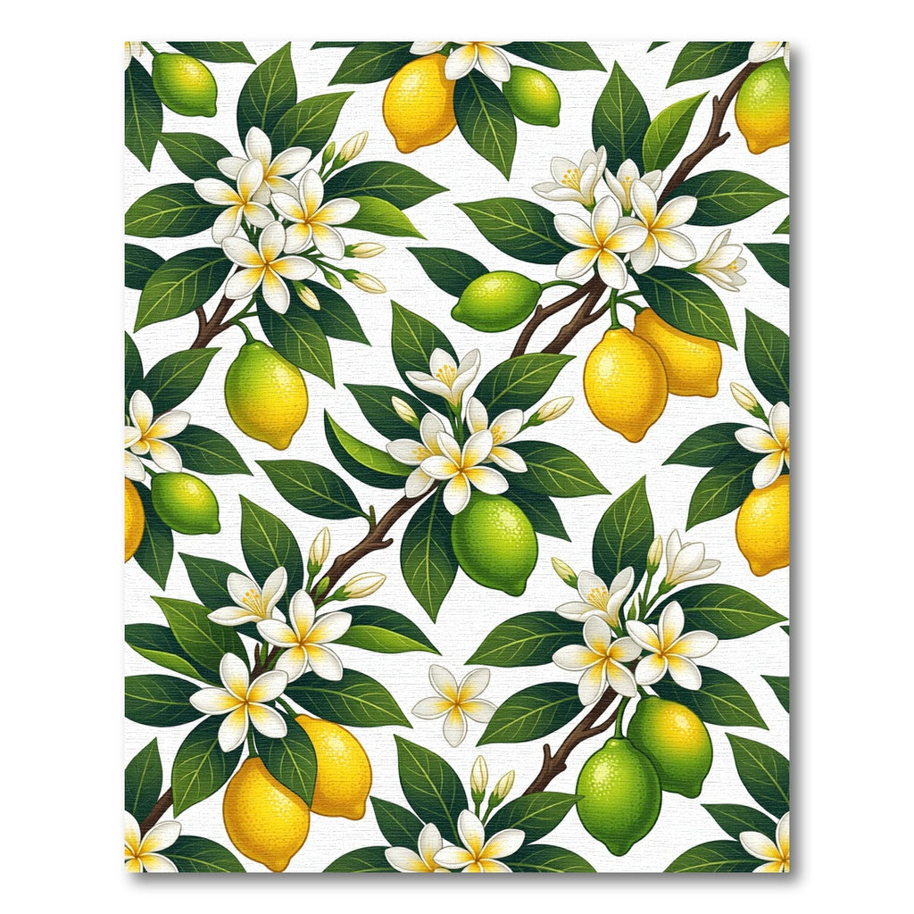 Vibrant Lemon Blossom Botanical Illustration Rug