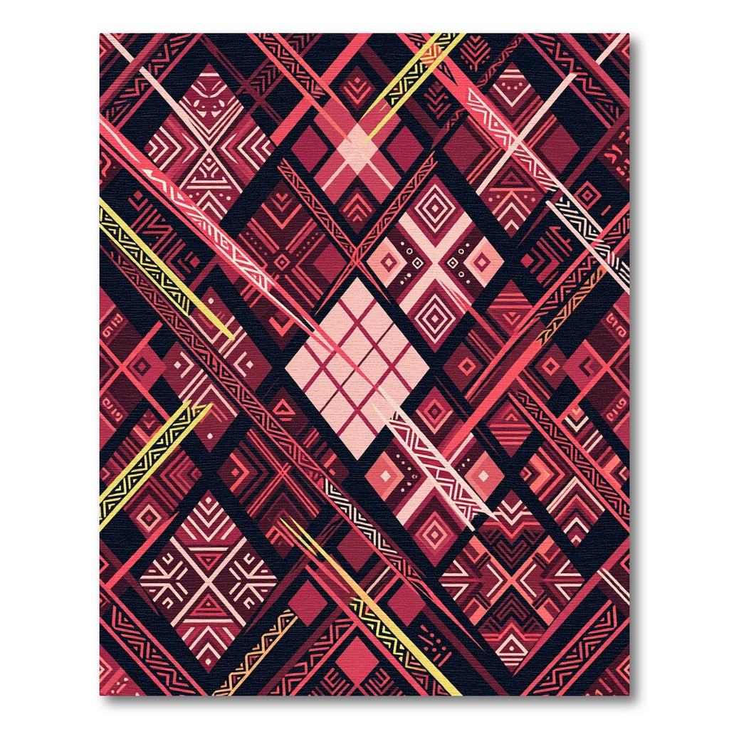 Crimson Geometric Intersecting Shapes Rug