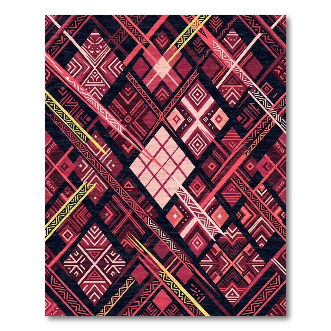 Crimson Geometric Intersecting Shapes Rug