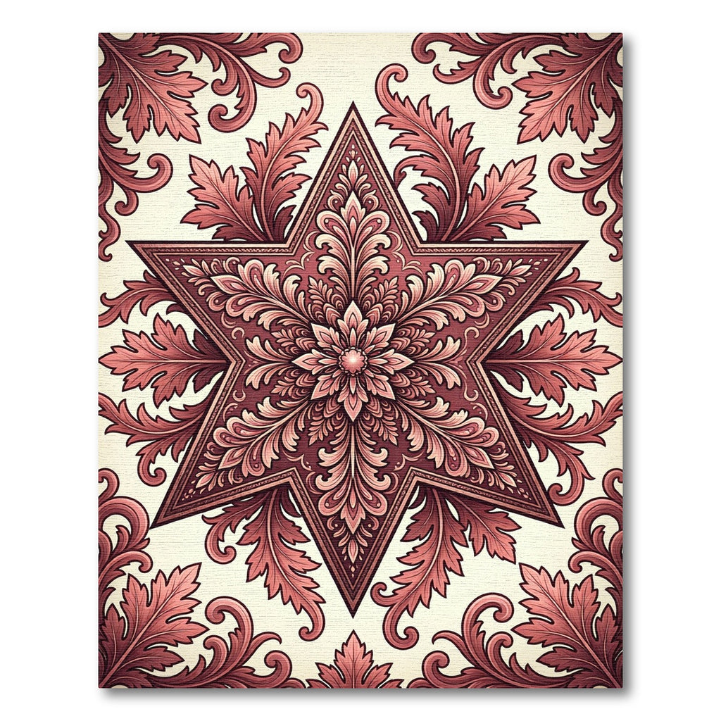 Elegant Crimson Acanthus Star Medallion Rug