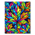 Vibrant Stained Glass Maple Leaf Art Rug