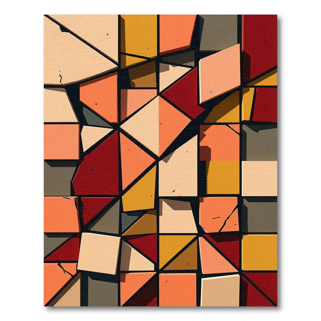 Geometric Abstract Multicolored Block Mosaic Rug