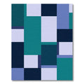 Teal Blue Geometric Block Arrangement Rug