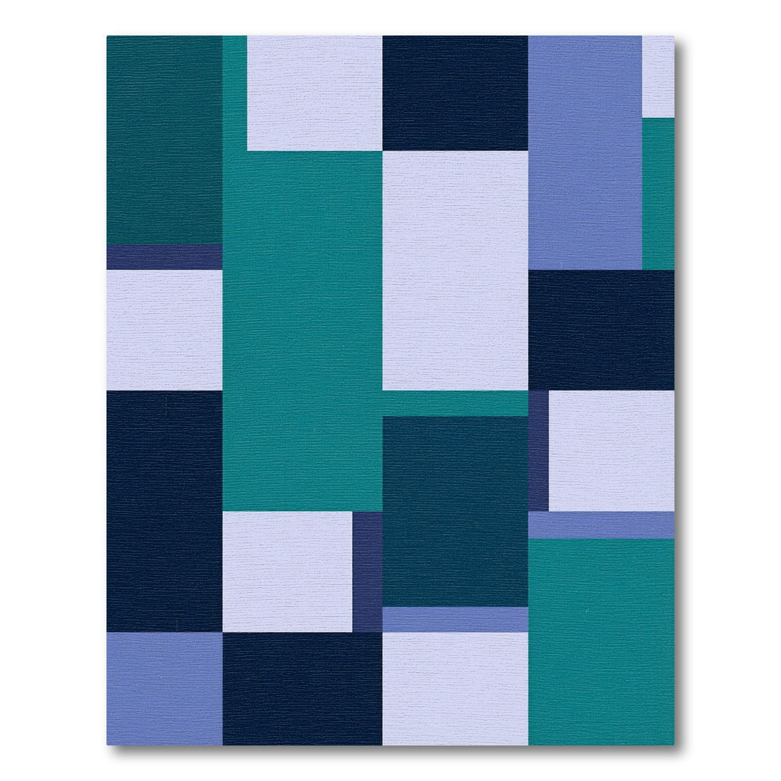 Teal Blue Geometric Block Arrangement Rug