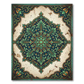 Ornate Emerald Teal Foliage Medallion Rug