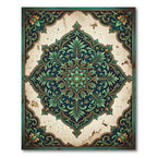 Ornate Emerald Teal Foliage Medallion Rug