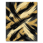 Bold Gold and Black Abstract Stroke Rug
