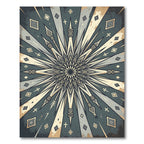 Vintage Slate Geometric Starburst Compass Rug