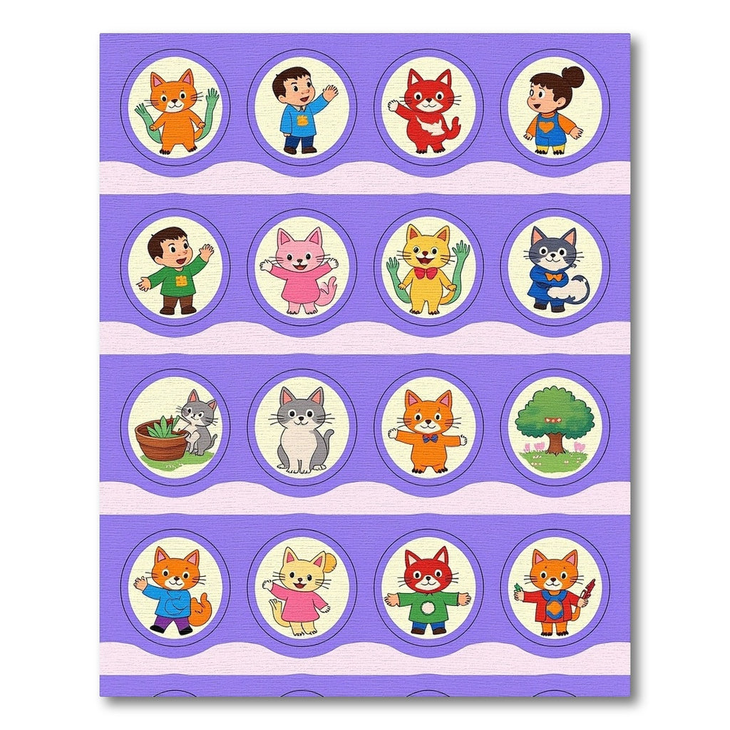 Playful Cartoon Children Animal Collection Rug