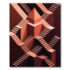 Coral Geometric Escher Staircase Illusion Rug