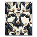 Monochrome Holstein Cow Head Farmhouse Illustration Rug