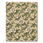 Cream Rose Vine Botanical Pattern Rug