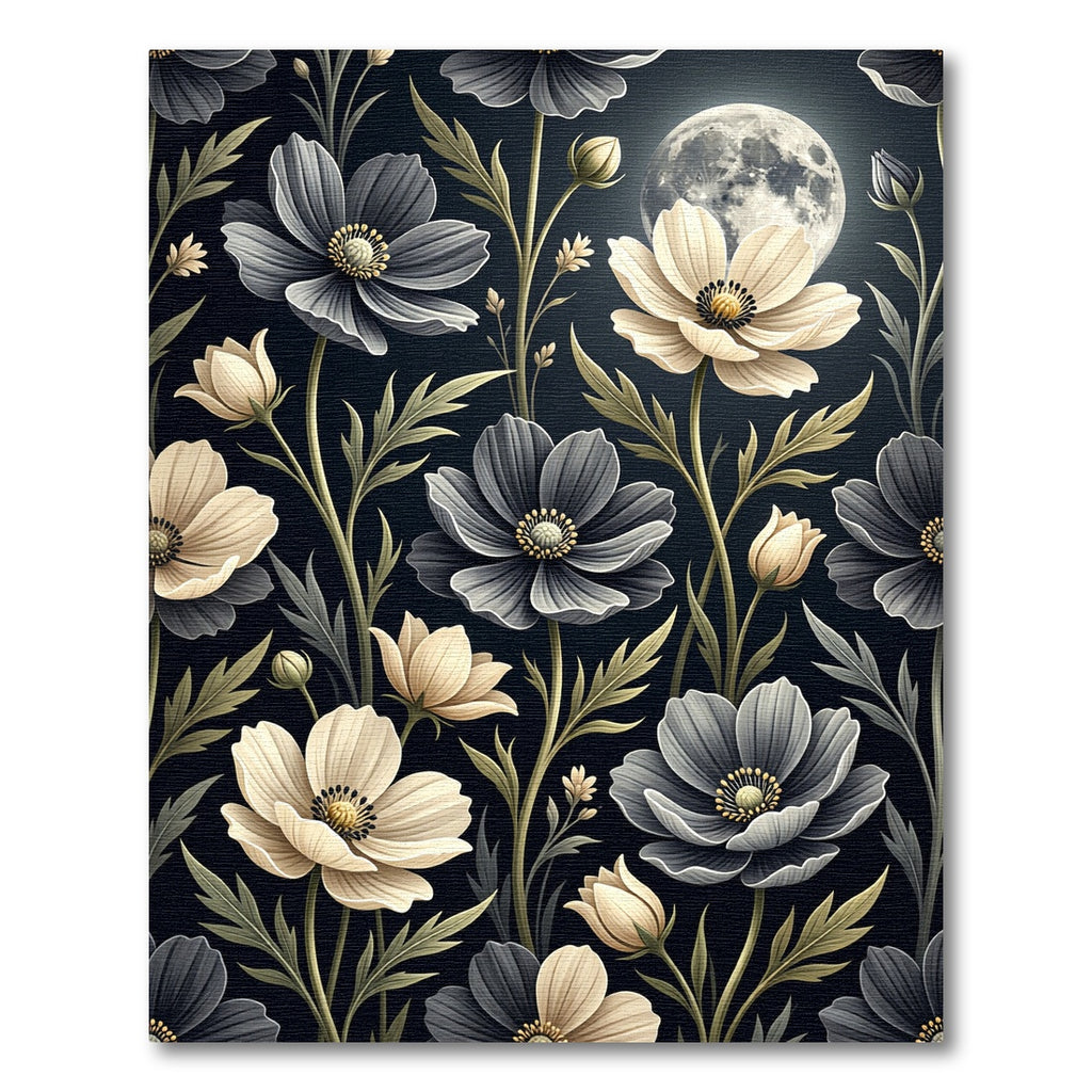 Dark Floral Moonlit Garden Rug
