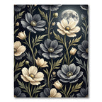 Dark Floral Moonlit Garden Rug