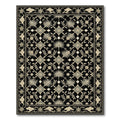 Elegant Black Cream Floral Turtle Border Rug