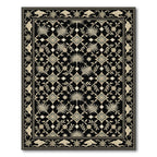 Elegant Black Cream Floral Turtle Border Rug