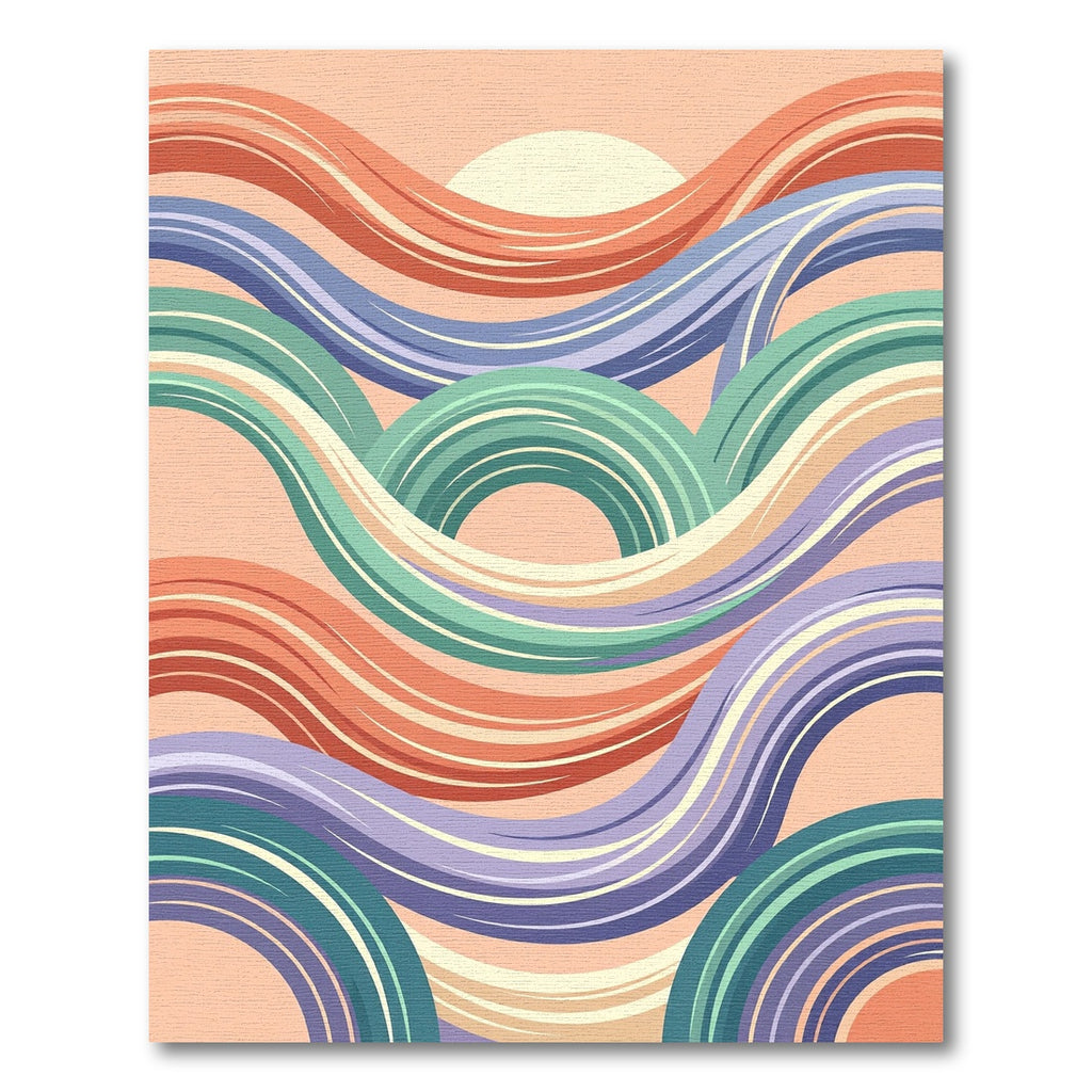 Retro Pastel Wavy Rainbow Layered Arcs Rug