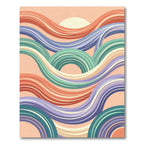Retro Pastel Wavy Rainbow Layered Arcs Rug
