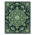 Emerald Green Floral Octagon Crest Rug