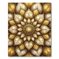 Golden White Detailed Floral Mandala Rug