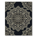 Elegant Black and Gold Lace Medallion Rug