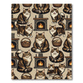Cozy Tabby Cat Fireside Scene Rug