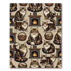 Cozy Tabby Cat Fireside Scene Rug