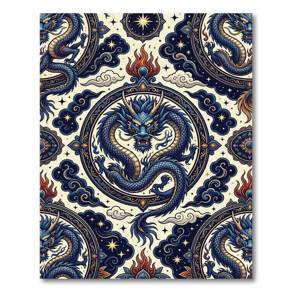Celestial Blue Dragon Medallion Rug