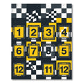Checkerboard Racing Numeric Grid Yellow Black Rug