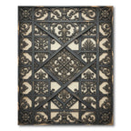 Ornate Gray Lattice Fleur-de-lis Rug