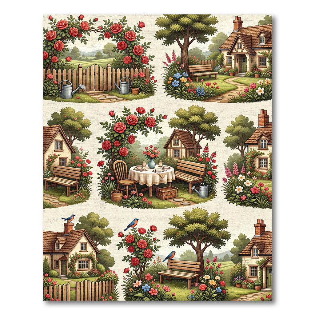 Charming Cottage Garden Red Roses Rug
