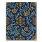 Indigo Blue Gold Paisley Floral Mandala Rug