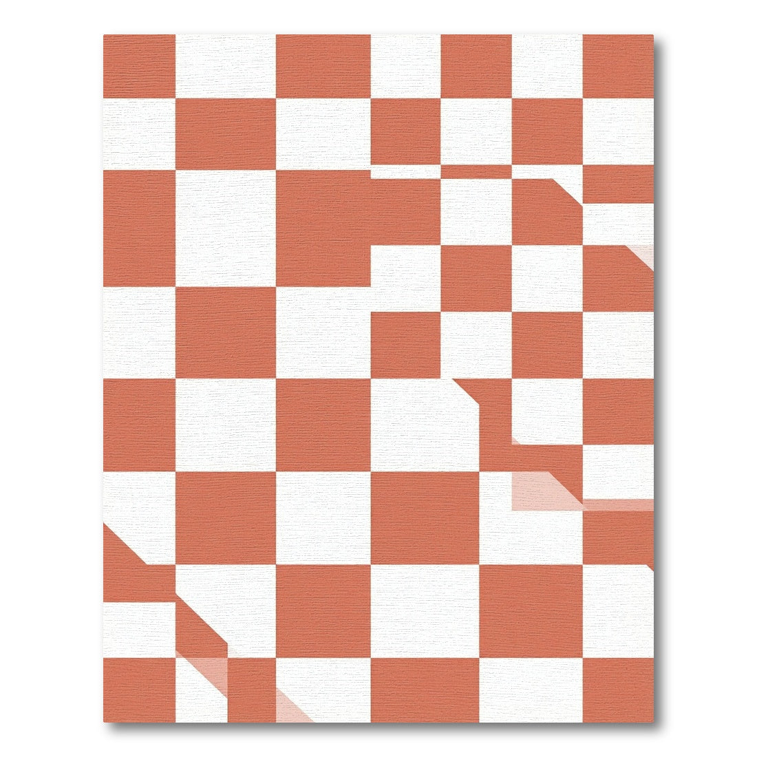 Modern Dusty Rose Checkered Grid Rug