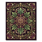 Gilded Plum Rose Scrollwork Floral Rug
