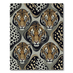 Ferocious Tiger Faces Brown Ochre Spots Rug