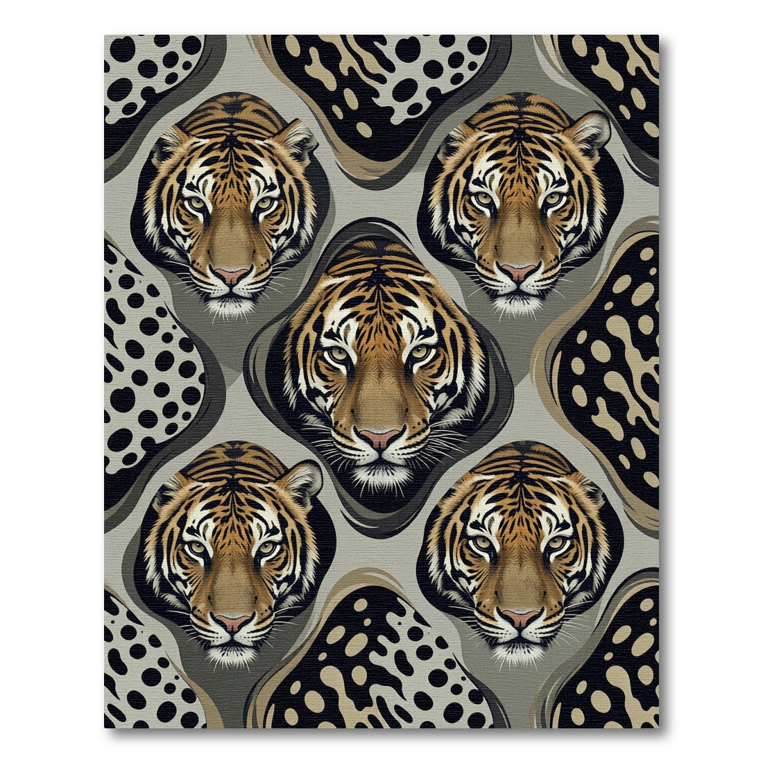 Ferocious Tiger Faces Brown Ochre Spots Rug