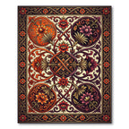 Symmetrical Floral Medallion in Sunset Hues Rug