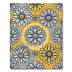 Yellow and Gray Retro Daisy Field Rug