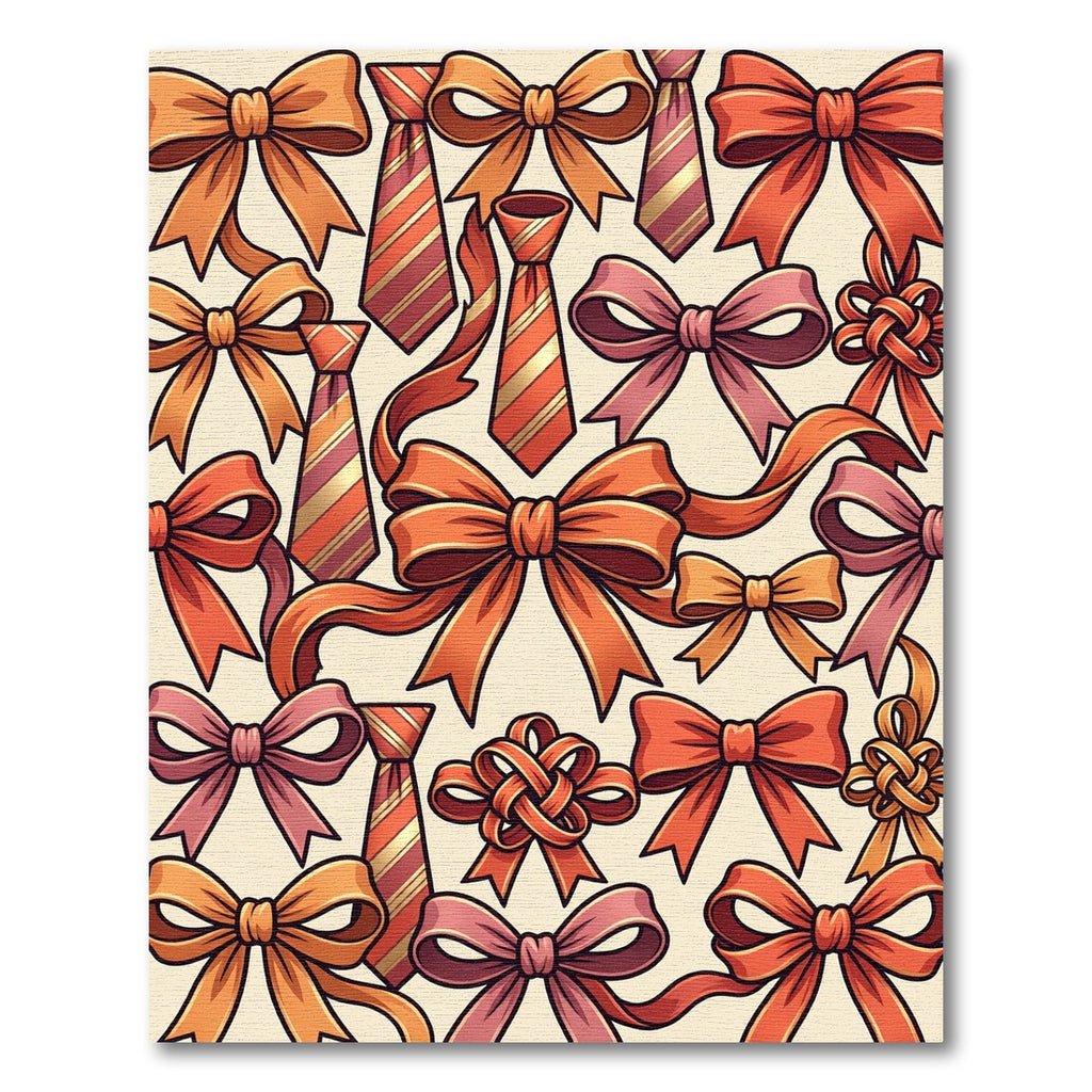 Orange Pink Tie Bow Accents Rug