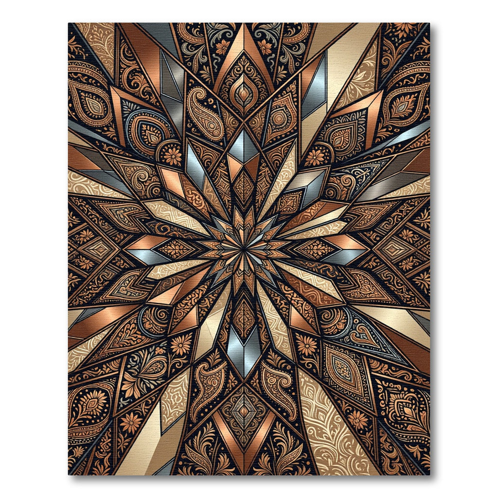 Ornate Copper Paisley Starburst Rug