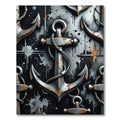 Industrial Rusty Metal Nautical Anchor Art Rug