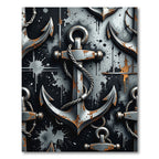Industrial Rusty Metal Nautical Anchor Art Rug