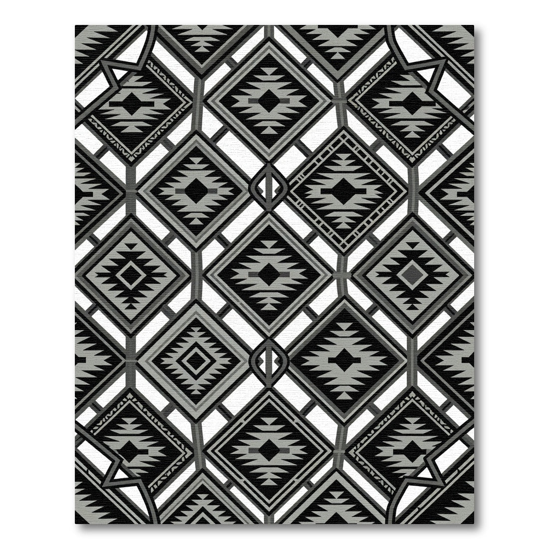 Monochromatic Diamond Geo Tribal Rug