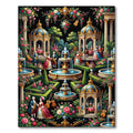 Baroque Garden Courtyard Fountain Scene Rug
