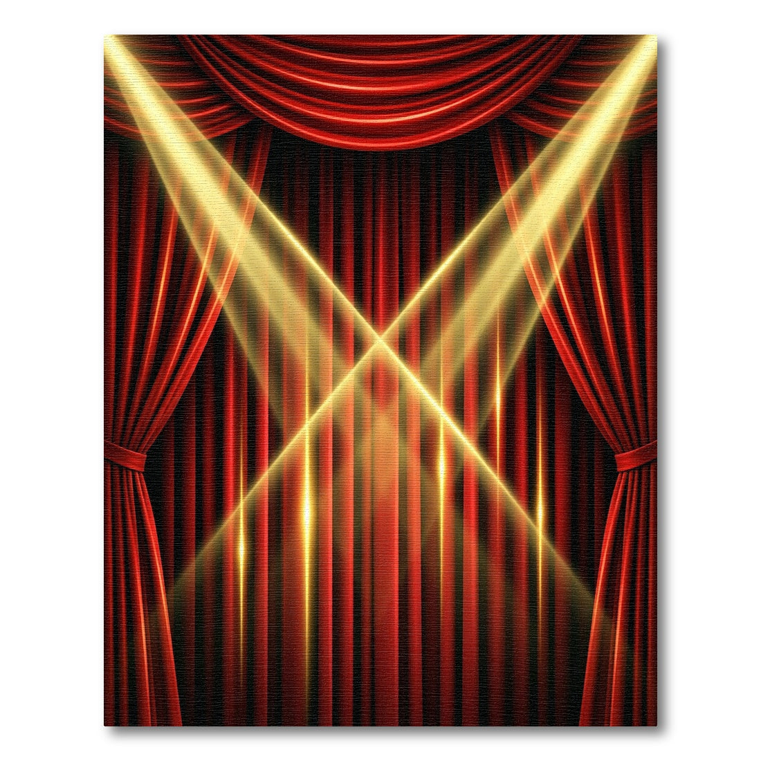 Dramatic Red Stage Spotlight Rays Rug