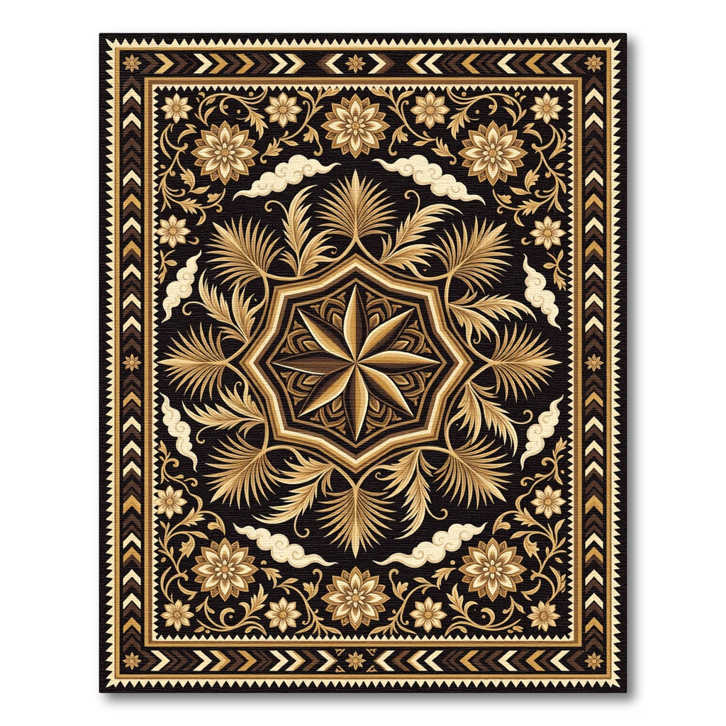 Golden Floral Octagon Onyx Medallion Rug