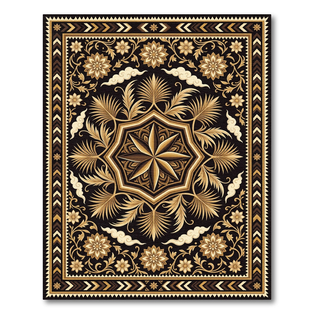 Golden Floral Octagon Onyx Medallion Rug