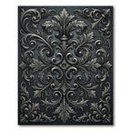 Ornate Silver Acanthus Scroll Work Rug