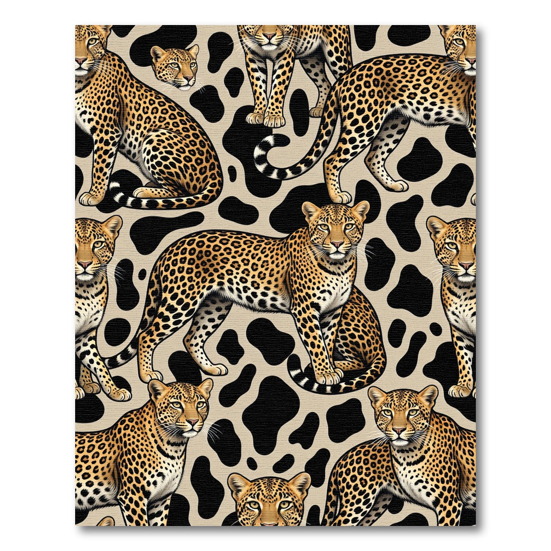 Golden Leopard Black Spotty Jungle Rug
